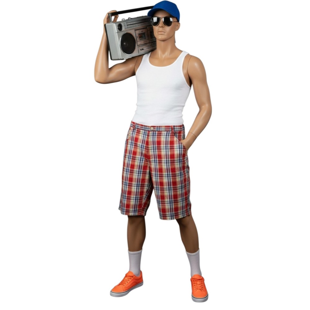Phat Farm Plaid Bermuda Shorts Men's 46 Baggy Y2K Embroidered Streetwear Hip Hop